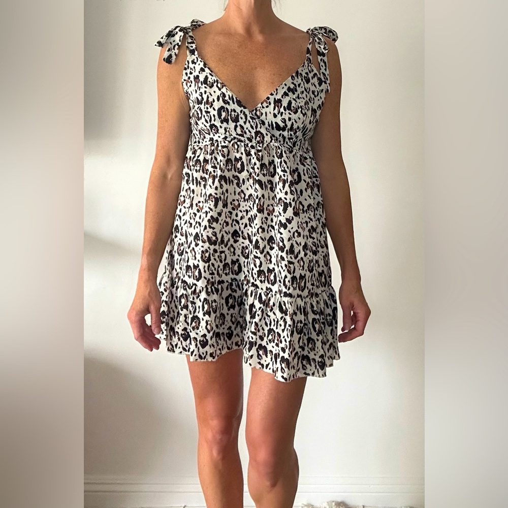 Leopard print sundress/coverup with bow tie straps